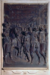 St. Agostino predikt tot de Florentijnen, reliëf uit de Salviati-kapel